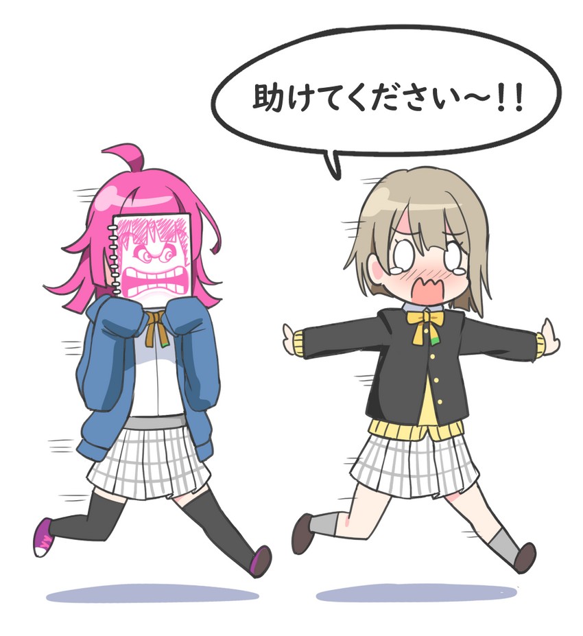 tennoji rina, nakasu kasumi, and thwomp (love live! and 3 more) drawn by deadnooodles
