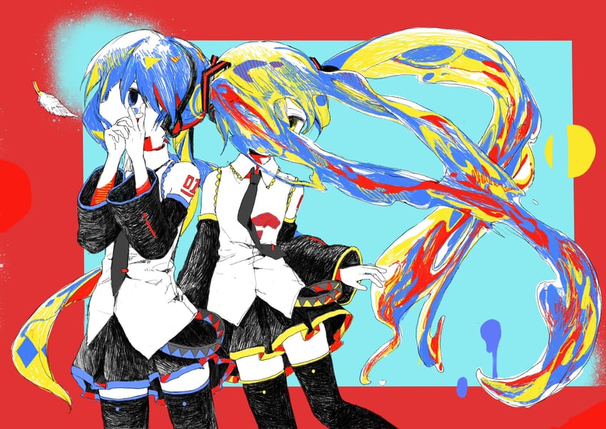 hatsune miku (vocaloid and 1 more) drawn by pocket_cl