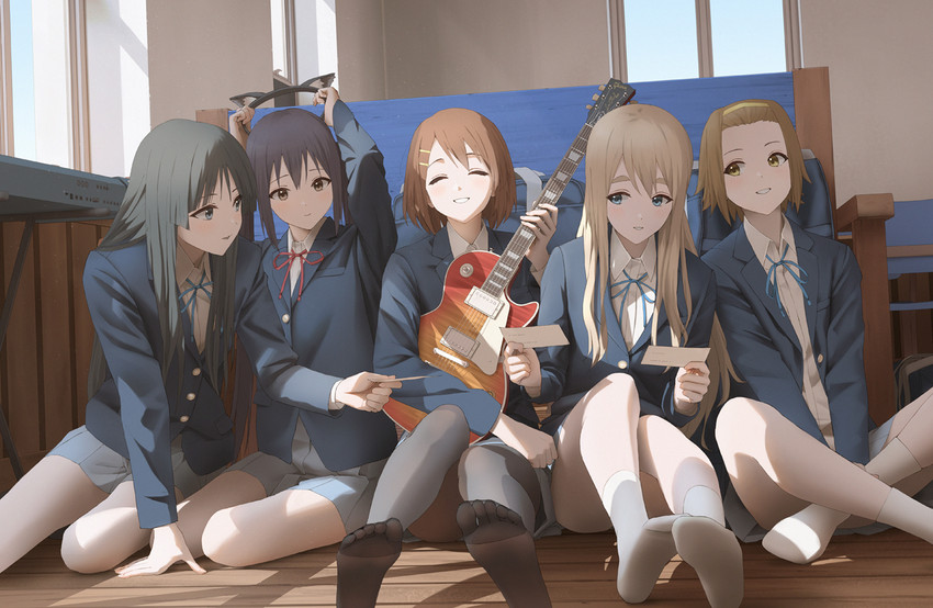 akiyama mio, nakano azusa, hirasawa yui, tainaka ritsu, and kotobuki tsumugi (k-on!) drawn by maachi_(fsam4547)
