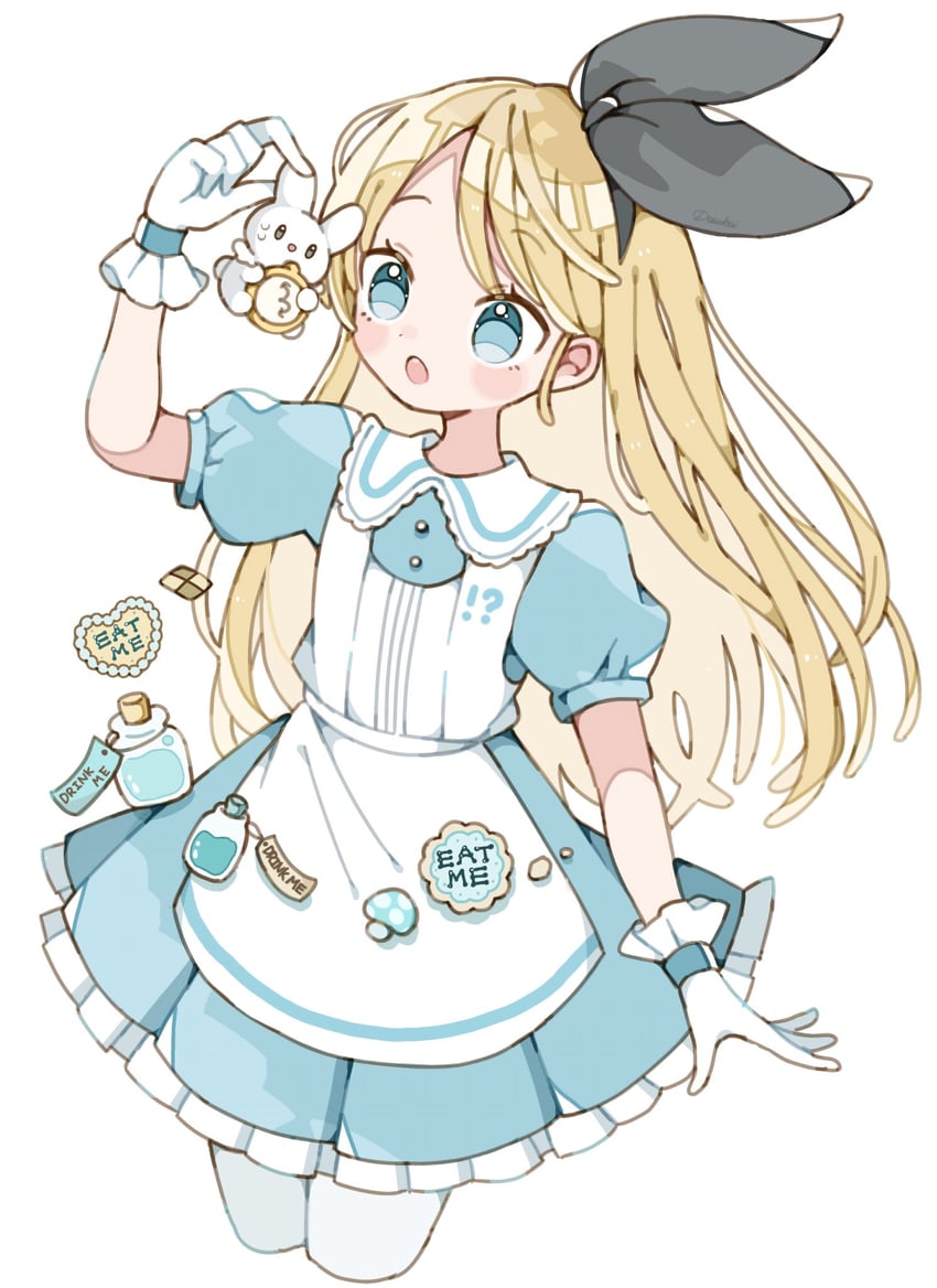 alice and white rabbit (alice's adventures in wonderland) drawn by nagihoko