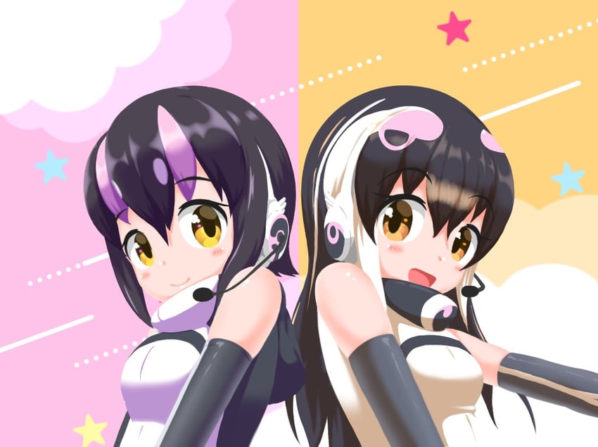 humboldt penguin and african penguin (kemono friends and 1 more) drawn by unihulu