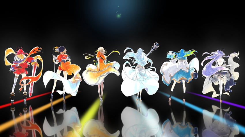 shisui kiki, suzumi nemo, touri sei, akane canna, kohaku yuri, and 1 more (nanashi inc. and 1 more) drawn by ken'ichi_(ken1ro_u)