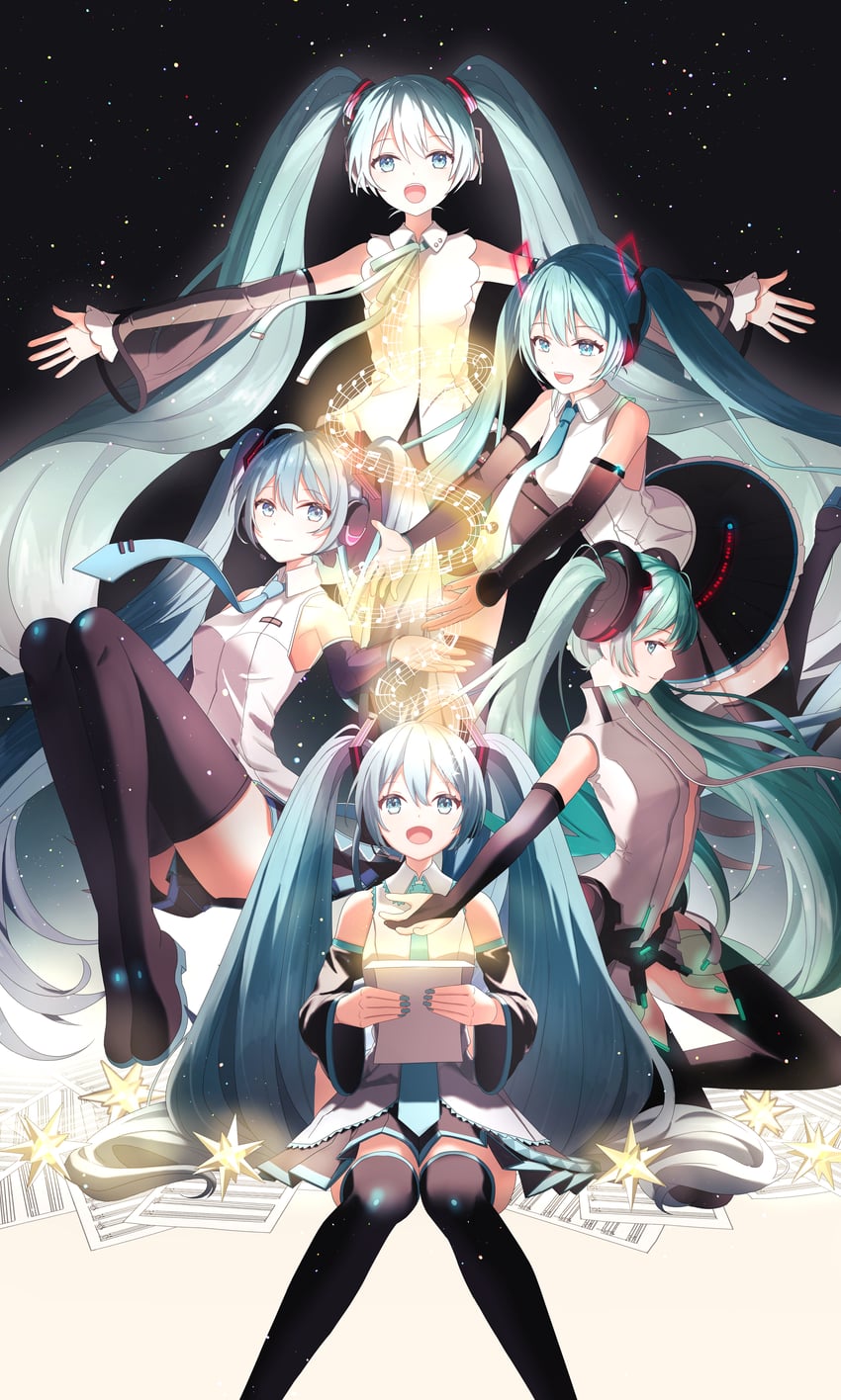hatsune miku (vocaloid and 1 more) drawn by macha_3939