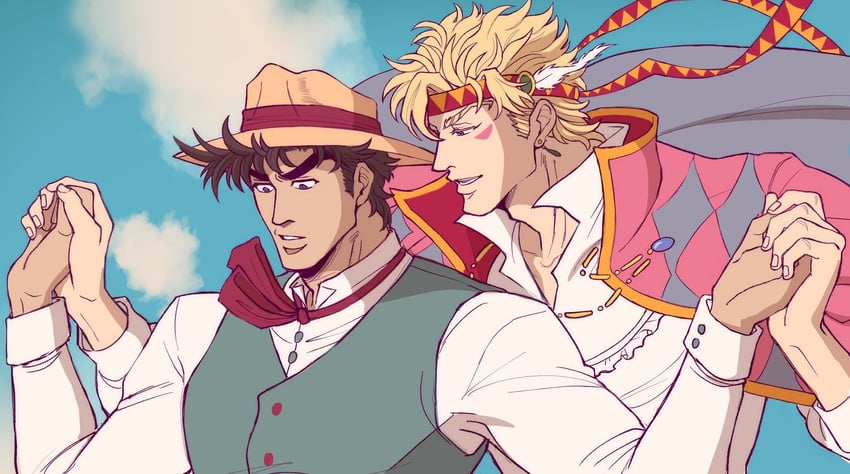 joseph joestar, caesar anthonio zeppeli, howl pendragon, and sophie hatter (jojo no kimyou na bouken and 2 more) drawn by catneylang