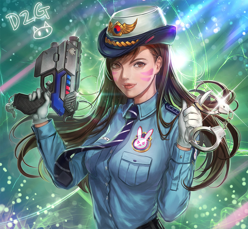 d.va and officer d.va (overwatch and 1 more) drawn by ttaji_(pass35)