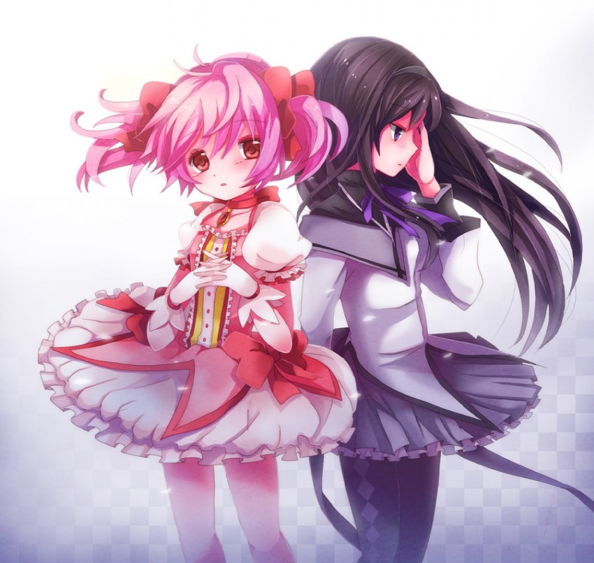 akemi homura and kaname madoka (mahou shoujo madoka magica) drawn by efu