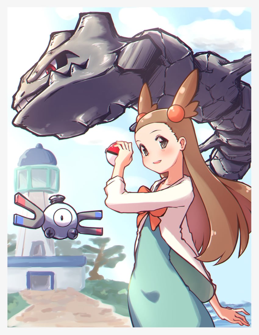 magnemite, jasmine, and steelix (pokemon and 1 more) drawn by noname_(jvgt14)