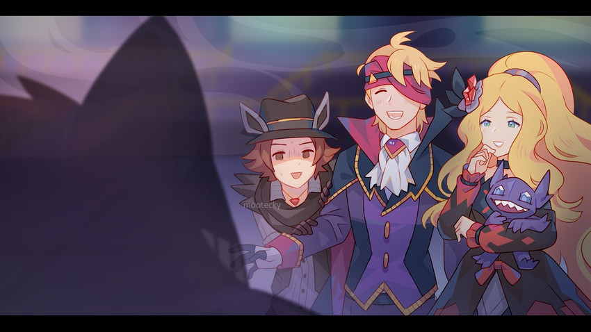 gengar, sableye, caitlin, hilbert, and morty (pokemon and 1 more) drawn by mootecky