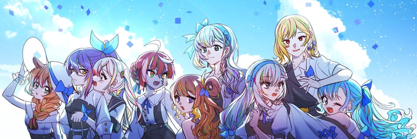kureiji ollie, moona hoshinova, pavolia reine, kaela kovalskia, ayunda risu, and 4 more (hololive and 1 more) drawn by sattari