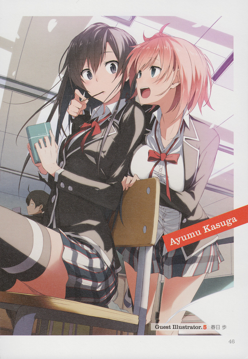 yukinoshita yukino, yuigahama yui, and hikigaya hachiman (yahari ore no seishun lovecome wa machigatteiru.) drawn by kasuga_ayumu_(haruhipo)