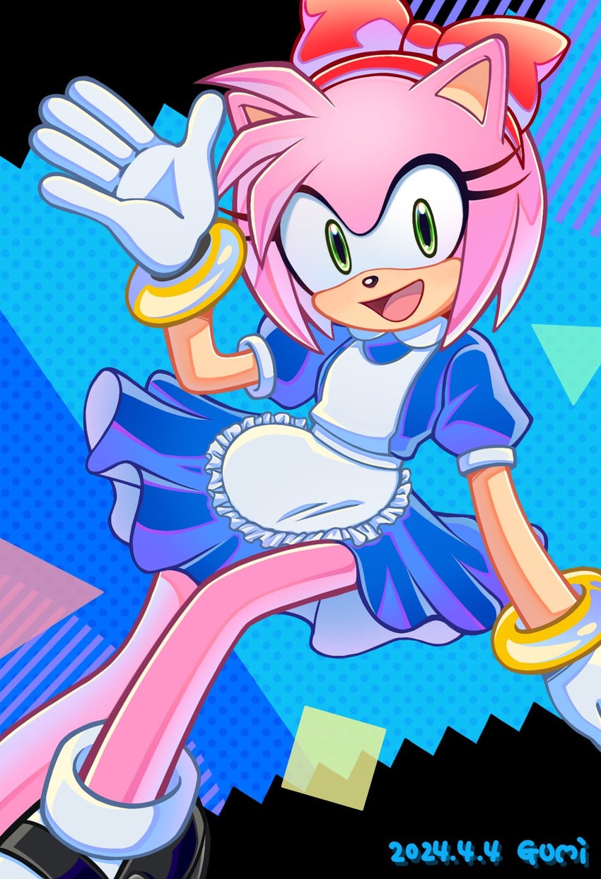 amy rose and classic amy (sonic and 2 more) drawn by mintgreen_0101