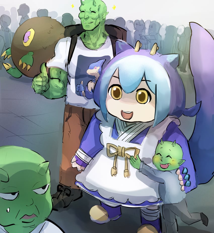 laundry dragonmaid, kuriboh, mikudayo, and neo-spacian aqua dolphin (vocaloid and 1 more) drawn by hatano_kiyoshi