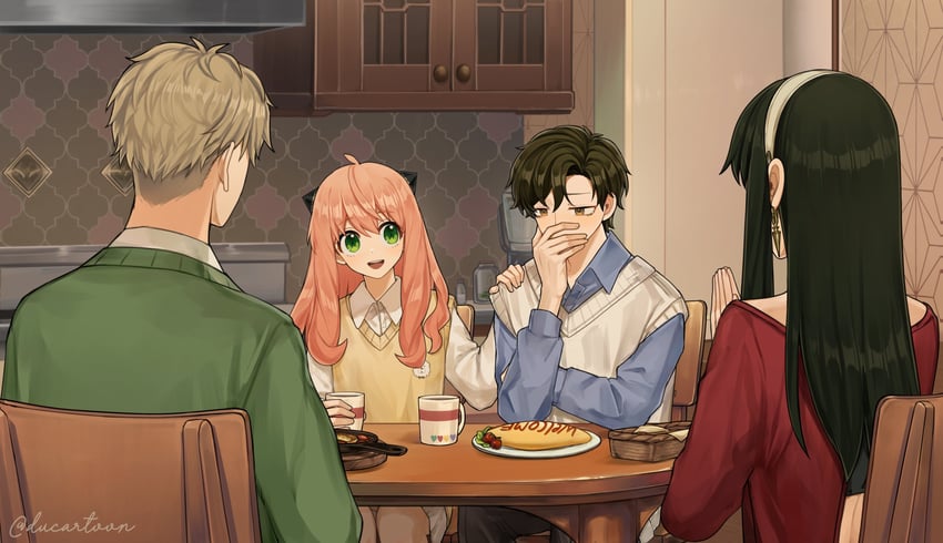 yor briar, anya, twilight, and damian desmond (spy x family) drawn by ducartoon