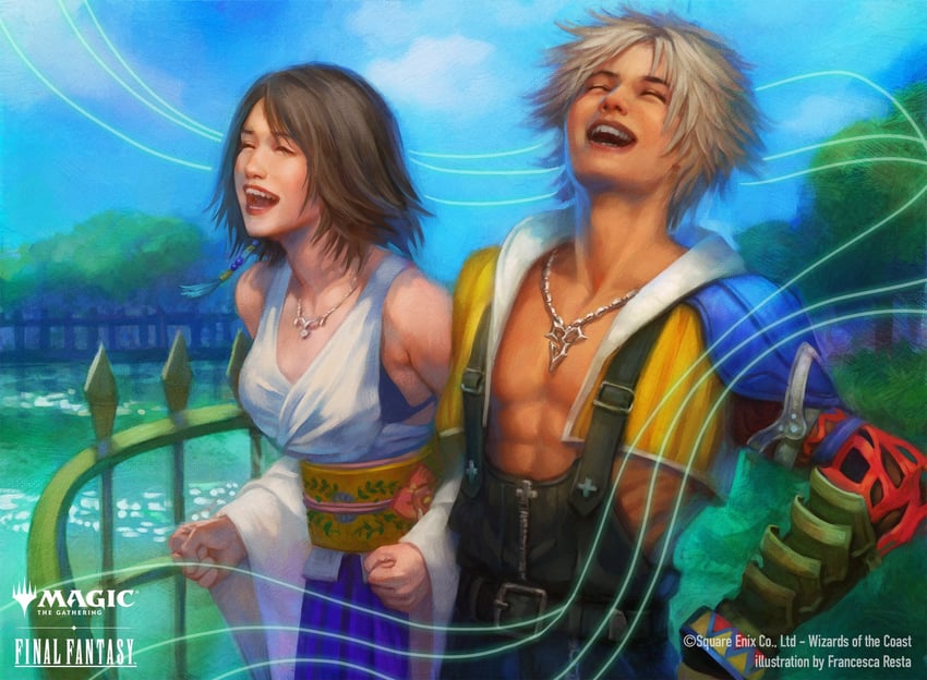 yuna and tidus (final fantasy and 2 more) drawn by niji707