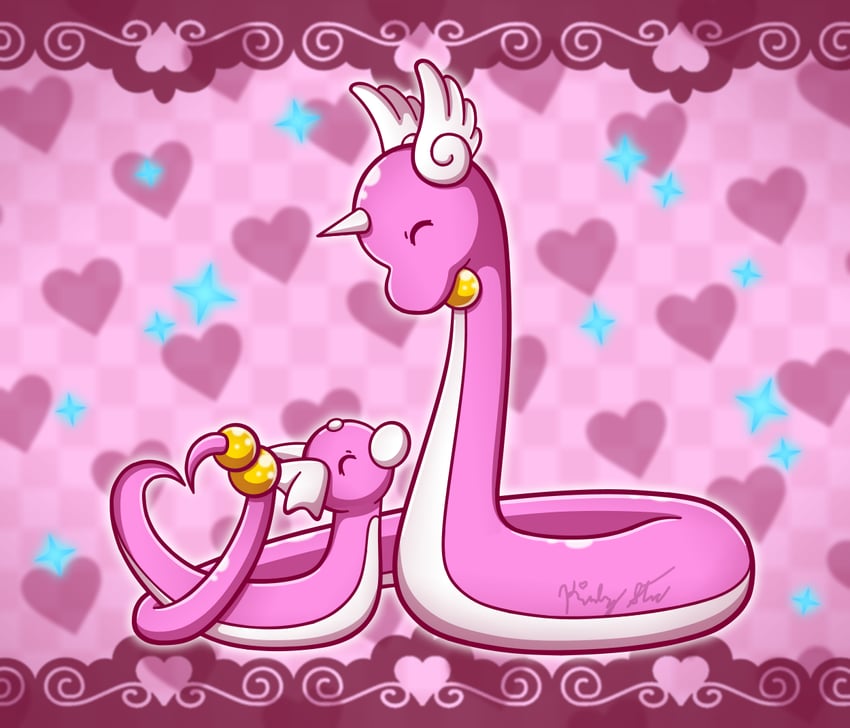 dragonair and dratini (pokemon) drawn by drinkyourvegetable