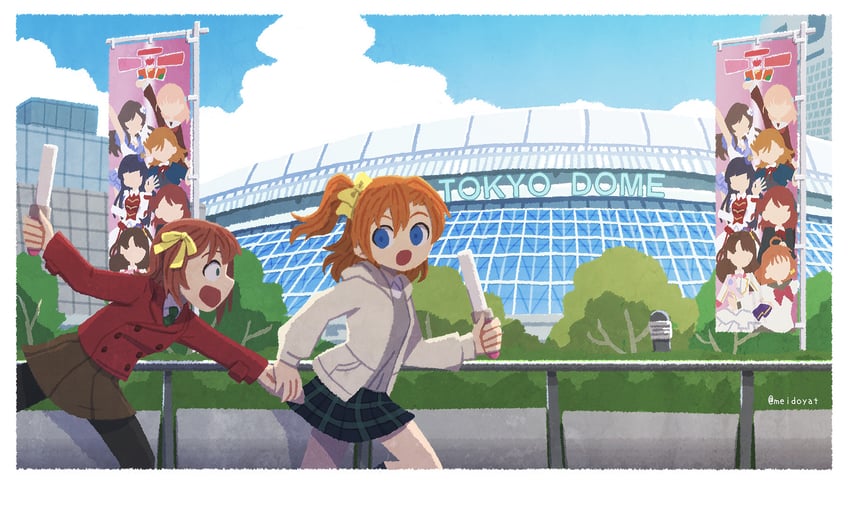 hinoshita kaho, amami haruka, kosaka honoka, shimamura uzuki, takami chika, and 4 more (idolmaster and 9 more) drawn by meidosan
