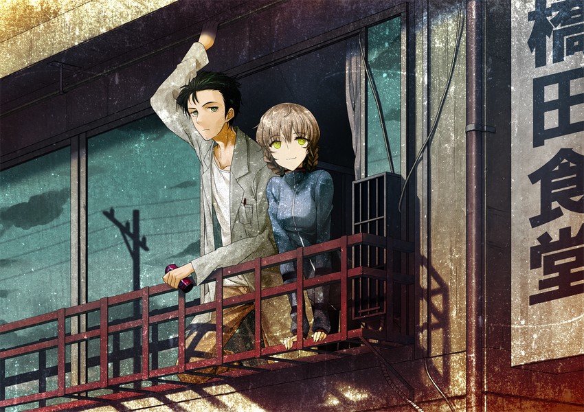 okabe rintarou and amane suzuha (steins;gate) drawn by 2c=galore