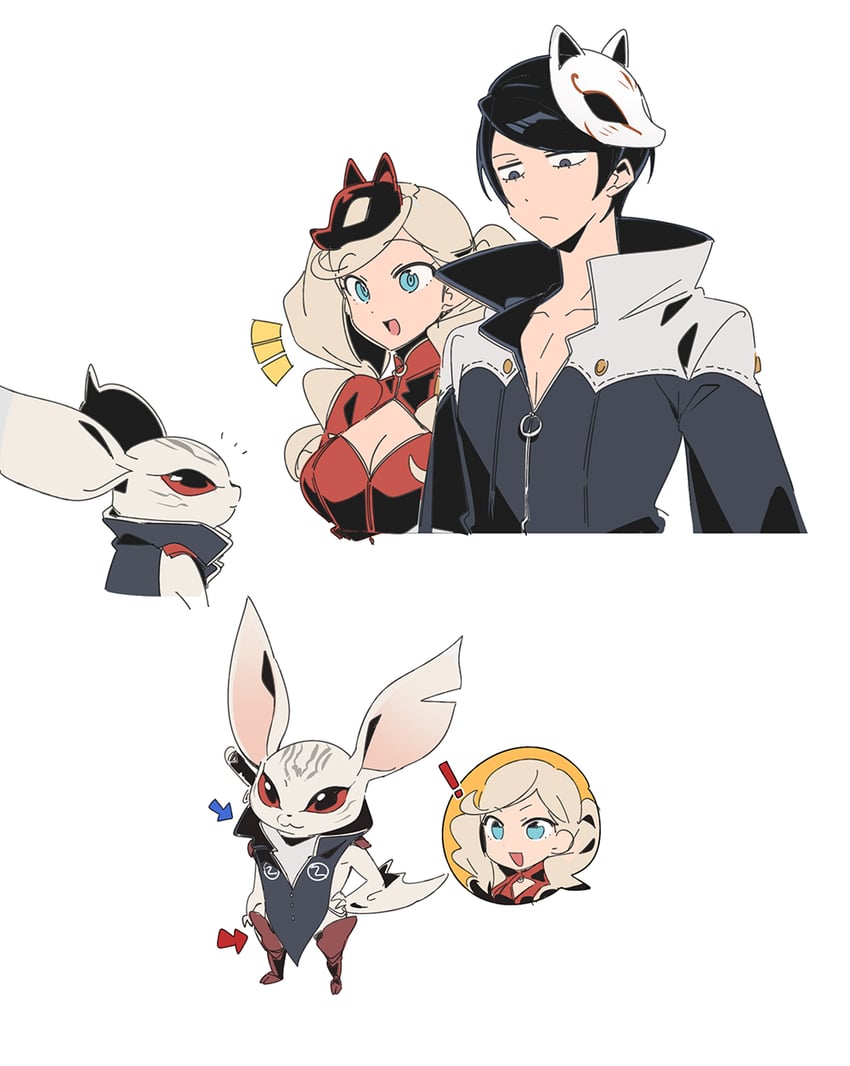 takamaki anne, panther, kitagawa yuusuke, fox, and heismay (persona and 2 more) drawn by agata120