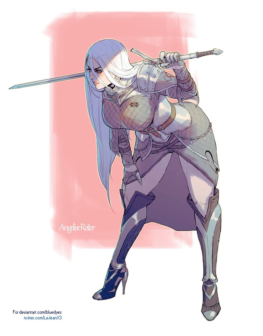 warrior of light and angelise reiter (final fantasy and 1 more) drawn by rejean_dubois
