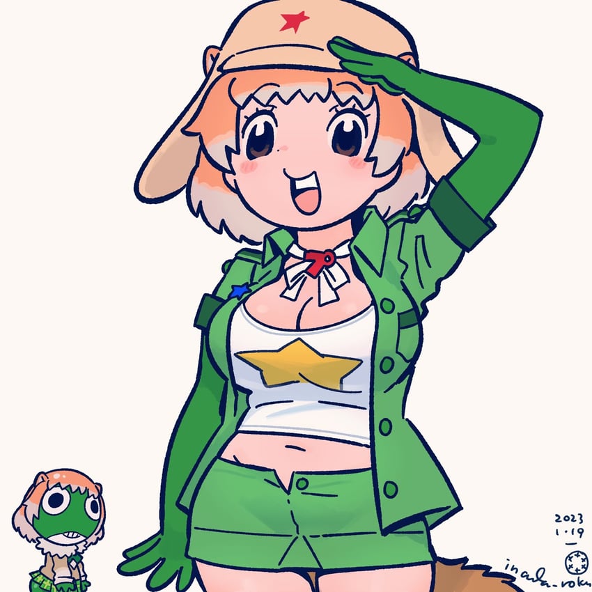 keroro and black-tailed prairie dog (kemono friends and 2 more) drawn by inada_roku
