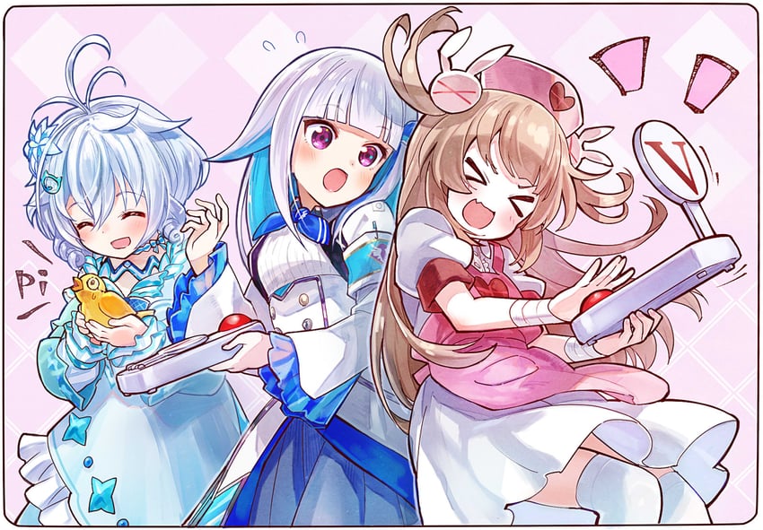 lize helesta, natori sana, sebastian piyodore, and dennou shoujo siro (nijisanji and 3 more) drawn by sakino_shingetsu