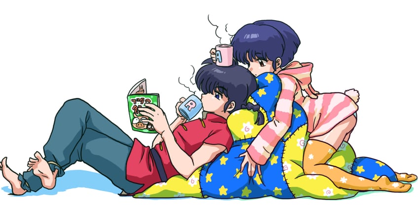 tendou akane and saotome ranma (ranma 1/2) drawn by wanta_(futoshi)
