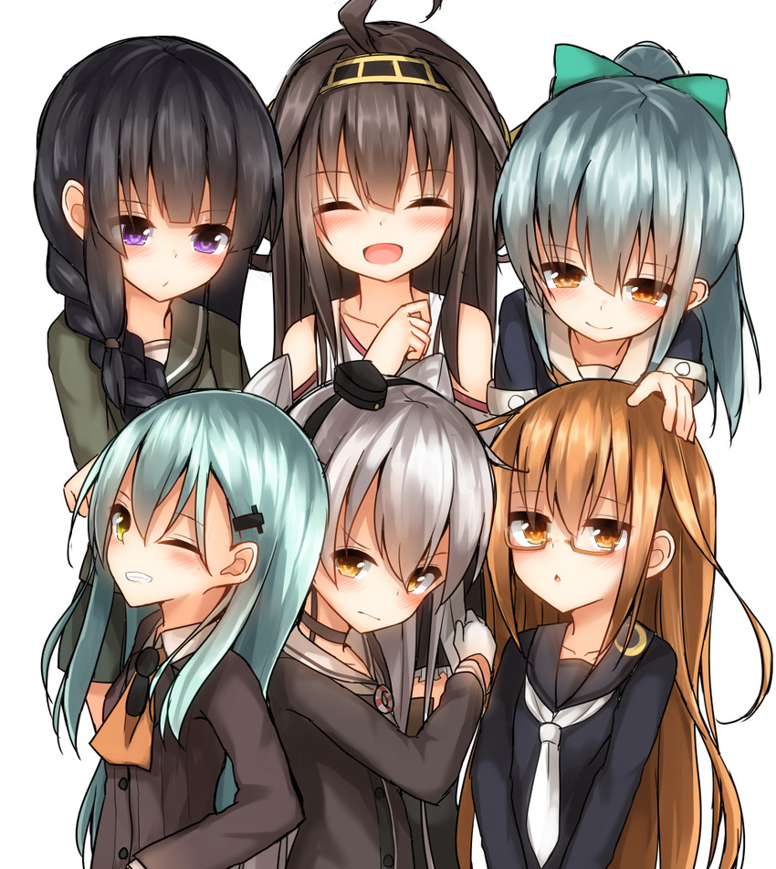 kongou, suzuya, amatsukaze, kitakami, yuubari, and 1 more (kantai collection) drawn by mizushina_minato