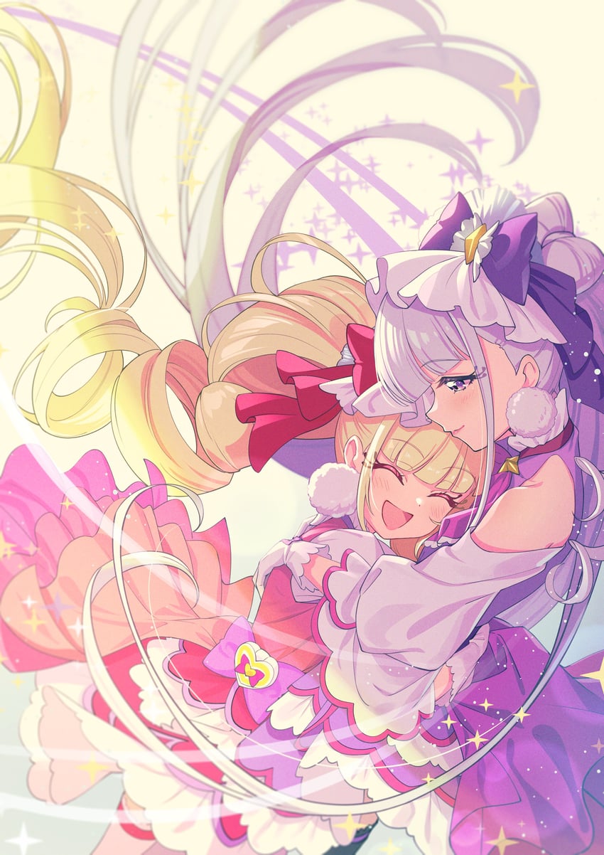 ruru amour, aisaki emiru, cure macherie, and cure amour (precure and 1 more) drawn by rice_rabbit22