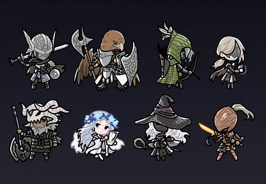 revenant, duchess, wylder, guardian, ironeye, and 2 more (elden ring and 1 more) drawn by zerosshadows