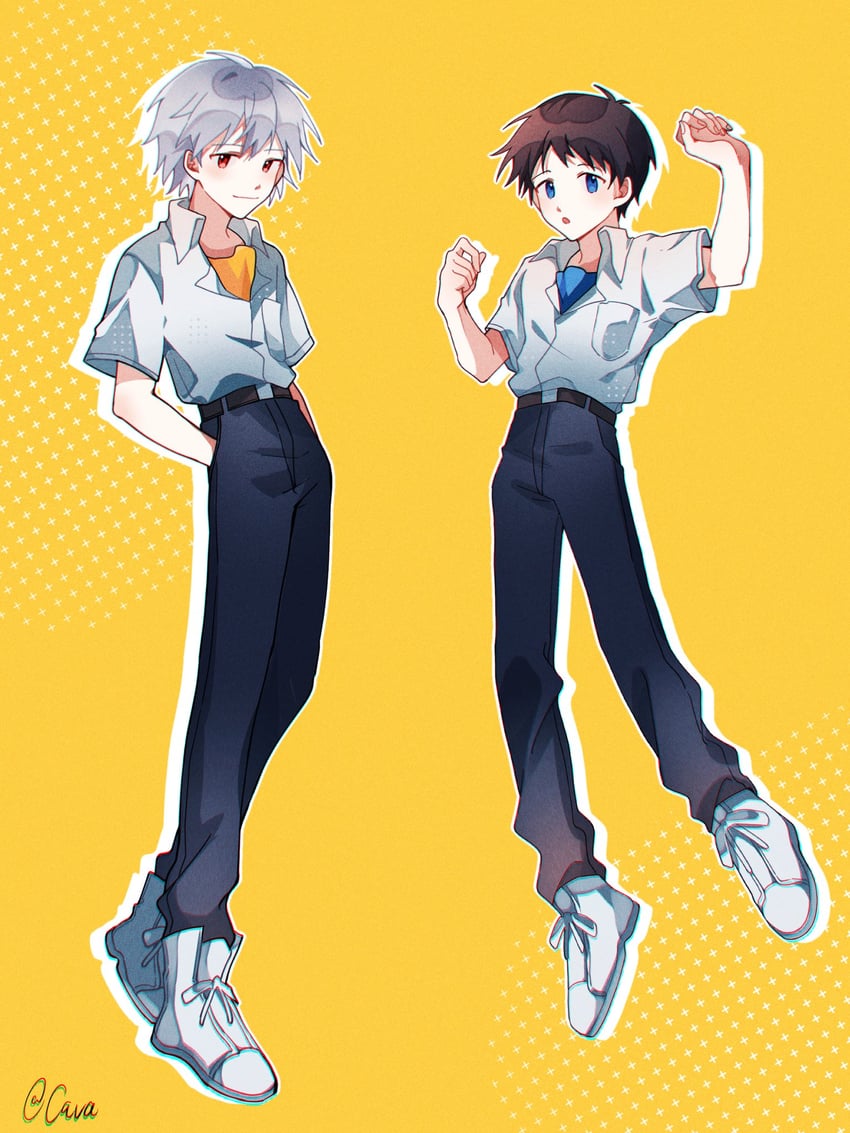 ikari shinji and nagisa kaworu (neon genesis evangelion) drawn by shinyase_53
