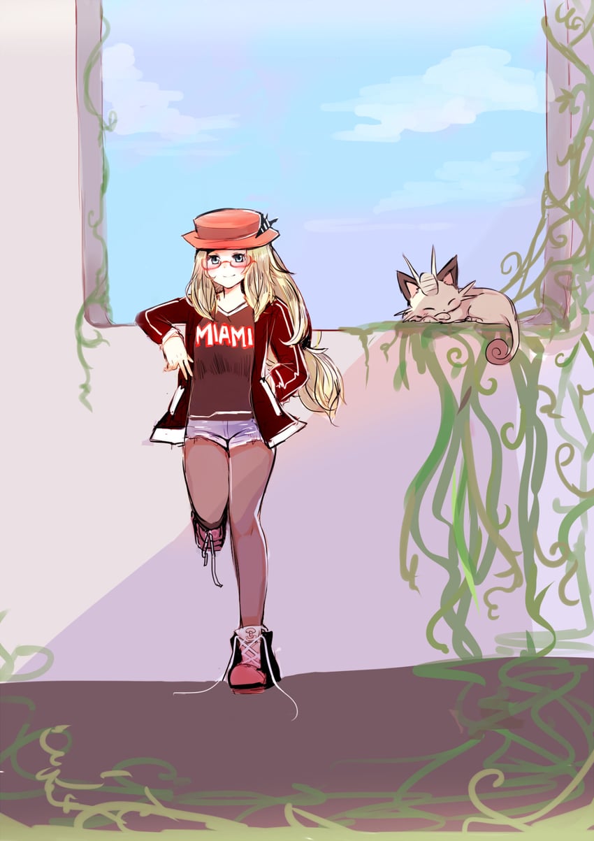serena and meowth (pokemon and 1 more) drawn by anonkyun