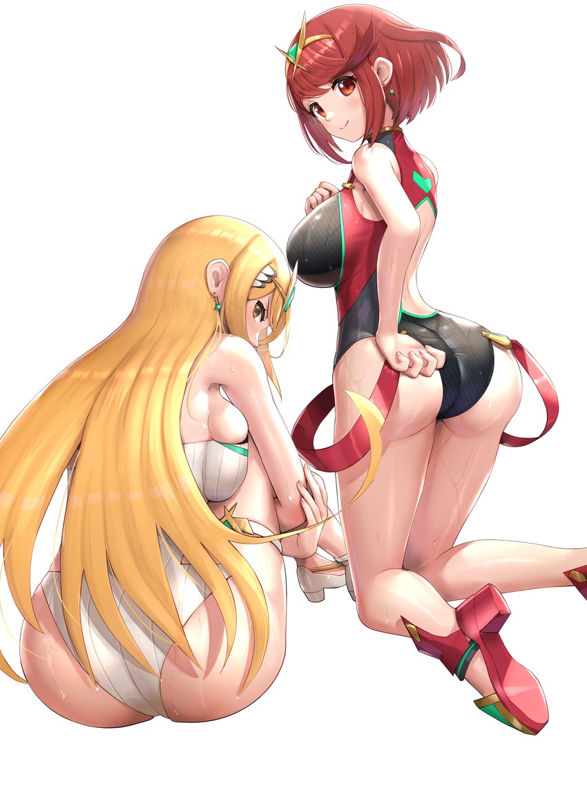 pyra and mythra (xenoblade chronicles and 1 more) drawn by gonzarez