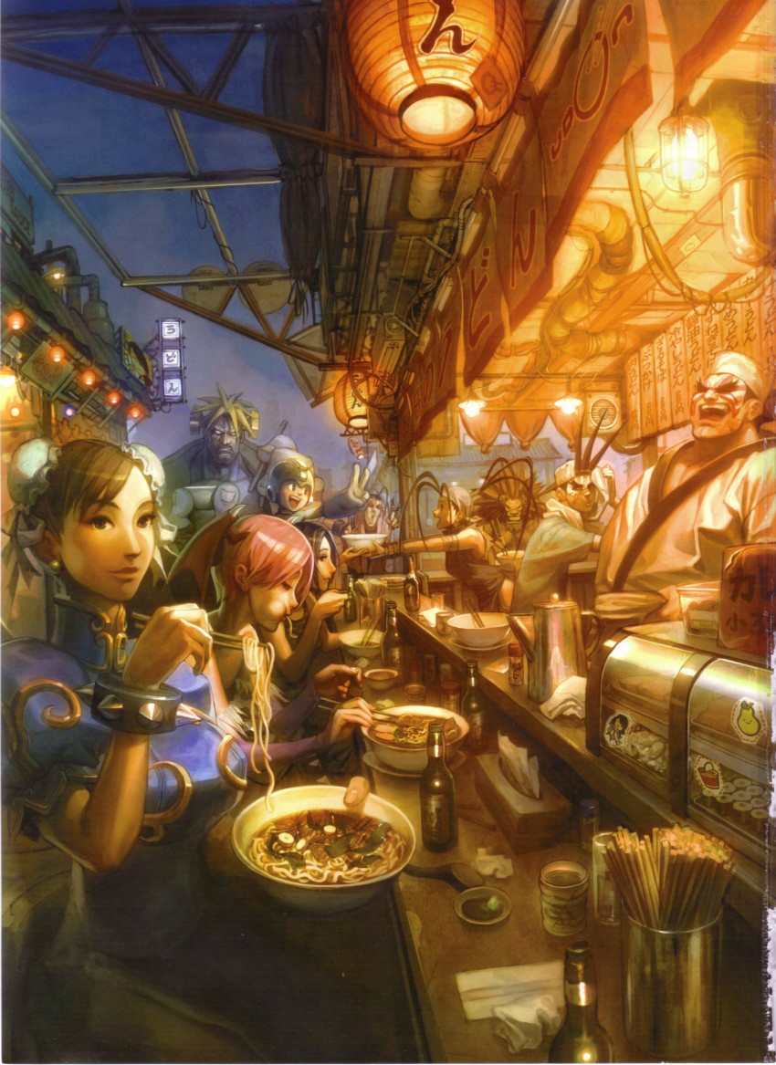 chun-li, lilith, mega man, ibuki, hibiki dan, and 5 more (street fighter and 9 more) drawn by arnold_tsang