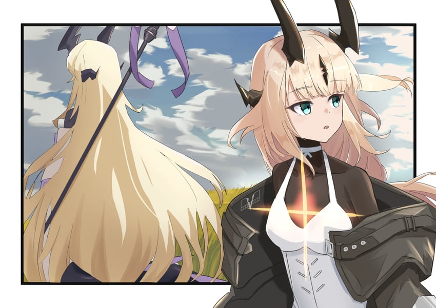 reed, reed the flame shadow, and necrass (arknights) drawn by fubou_(0503oekaki24)
