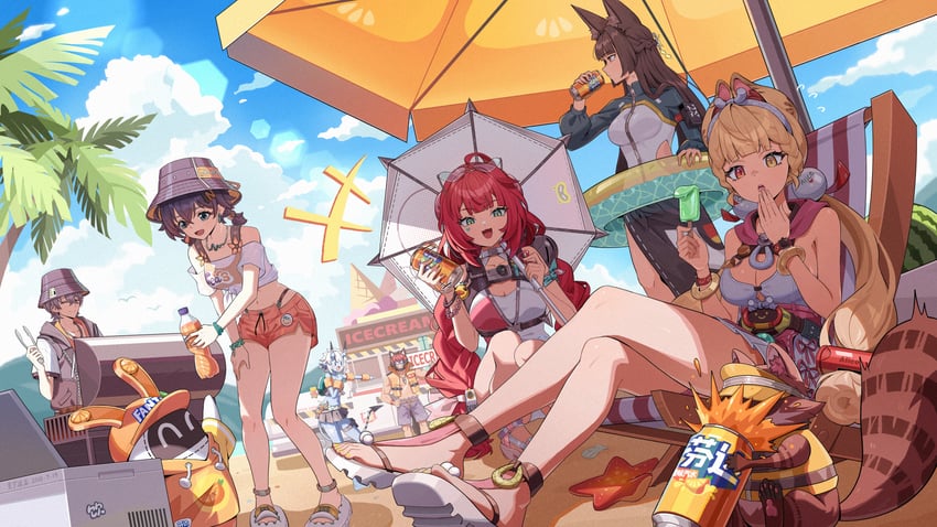 hoshimi miyabi, eous, soukaku, ukinami yuzuha, alice thymefield, and 4 more (zenless zone zero) drawn by hyny