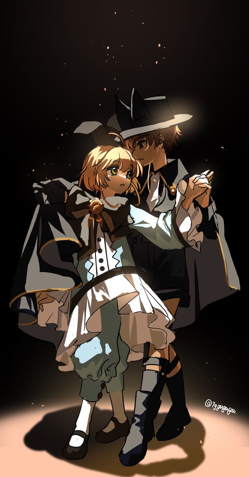 kinomoto sakura and li syaoran (cardcaptor sakura) drawn by qige