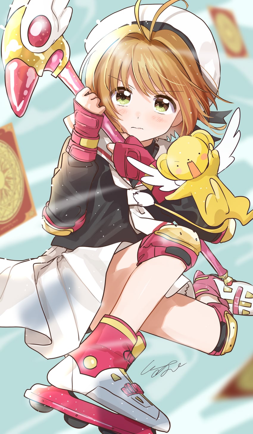 kinomoto sakura and kero (cardcaptor sakura) drawn by pomu_(joynet)