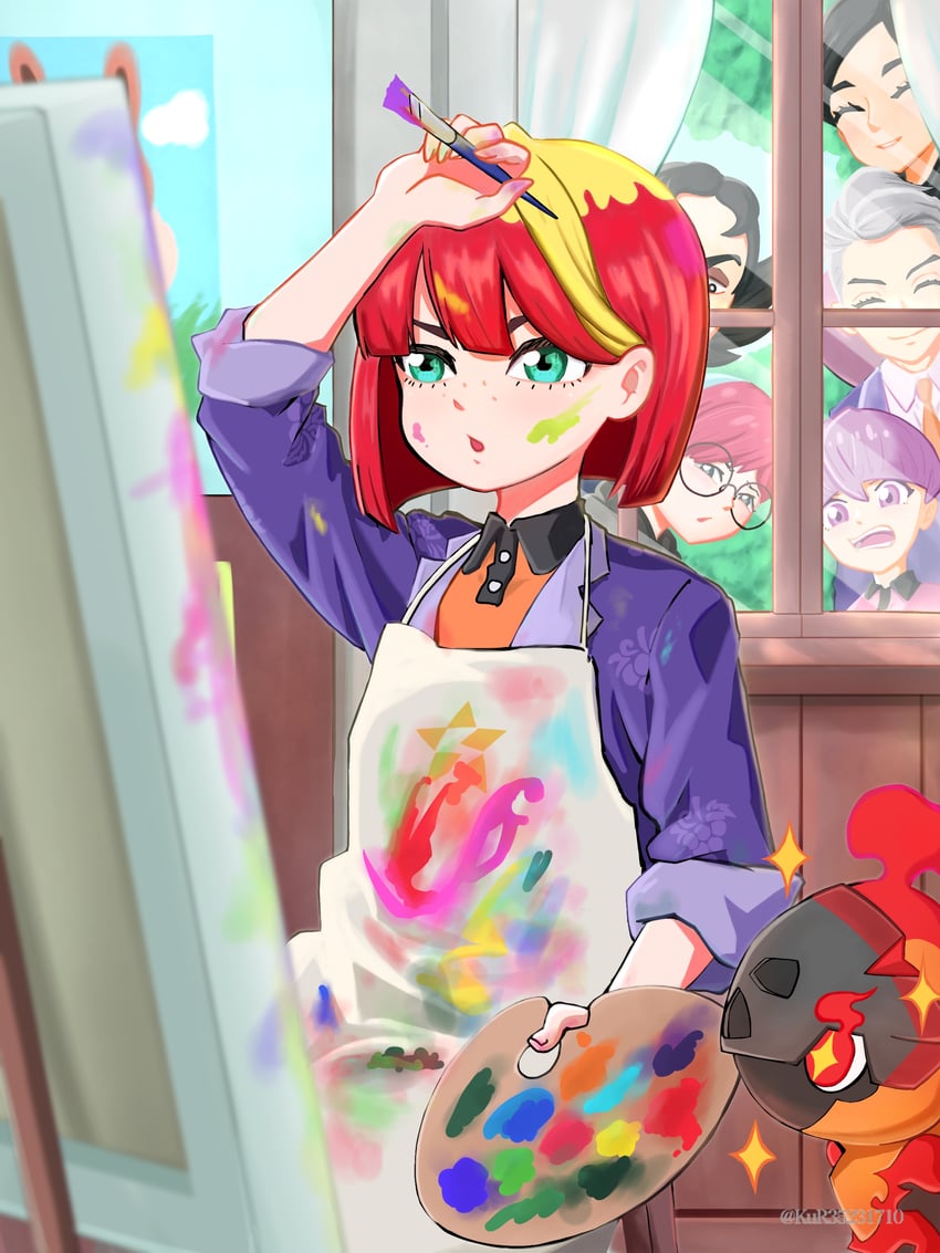 penny, mela, giacomo, eri, ortega, and 2 more (pokemon and 1 more) drawn by aruke_(gter7727)