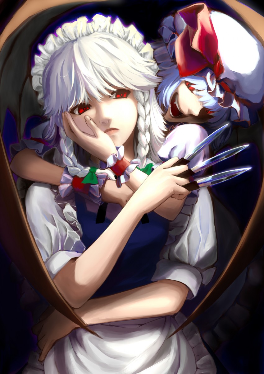 remilia scarlet and izayoi sakuya (touhou) drawn by chagen_kokimu