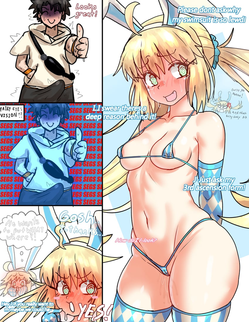 artoria pendragon, fujimaru ritsuka, and artoria caster (fate and 1 more) drawn by ebora