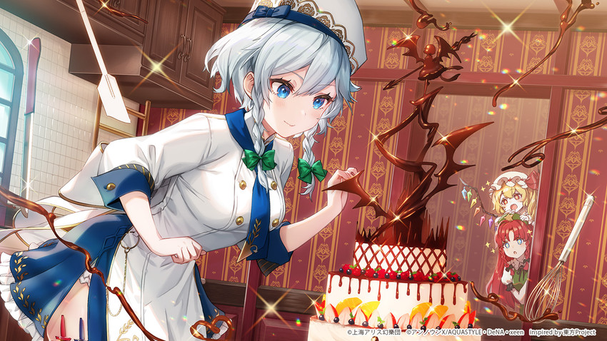 flandre scarlet, izayoi sakuya, and hong meiling (touhou and 1 more) drawn by yu-ri_(arium047)