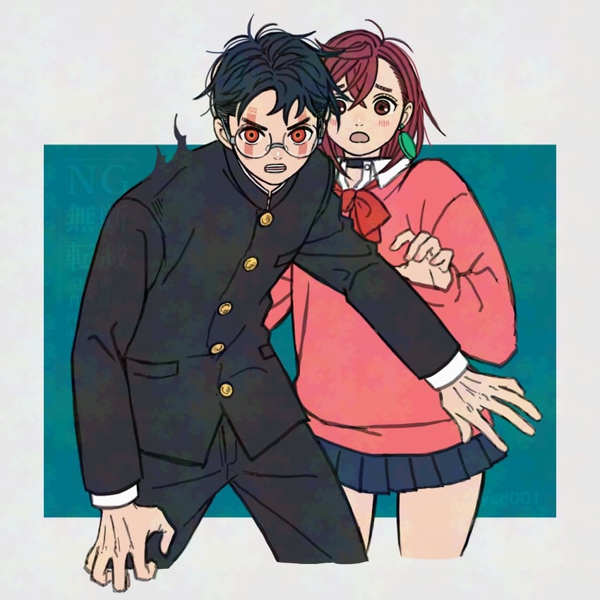 ayase momo and takakura ken (dandadan) drawn by k_ysd001