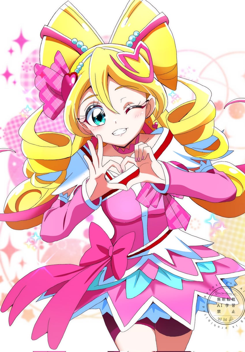 cure heart, sakura uta, and cure idol (precure and 2 more) drawn by momotarouooi