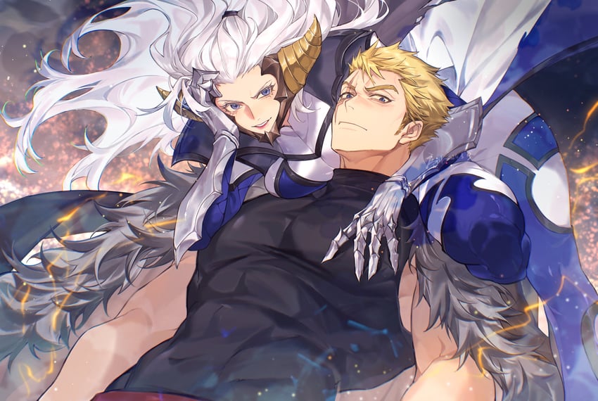 mirajane strauss, laxus dreyar, and satan soul: sitri (fairy tail) drawn by xuchuan