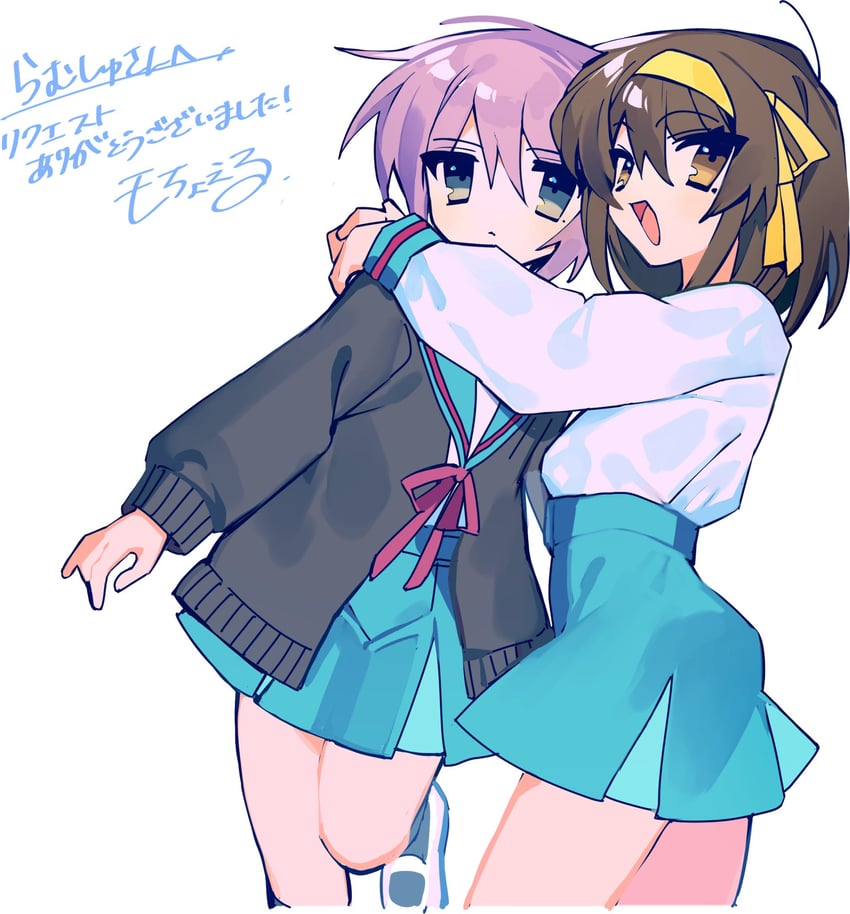suzumiya haruhi and nagato yuki (suzumiya haruhi no yuuutsu) drawn by mochoeru