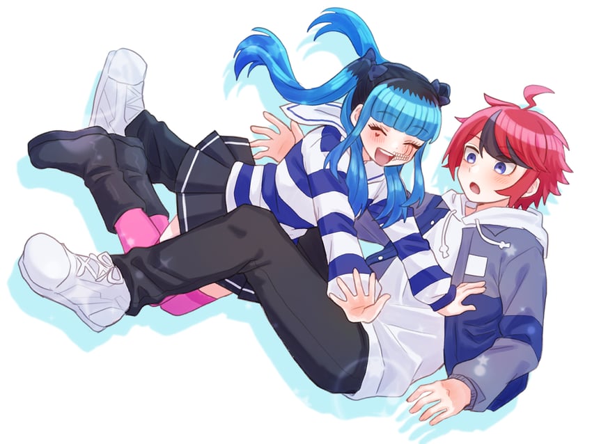 sumino takumi and amemiya darumi (the hundred line -last defense academy-) drawn by momo_(momo_2muco)