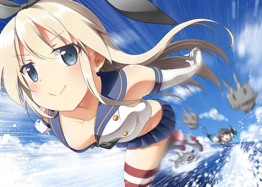 shimakaze, rensouhou-chan, and asashio (kantai collection) drawn by bell_(oppore_coppore)