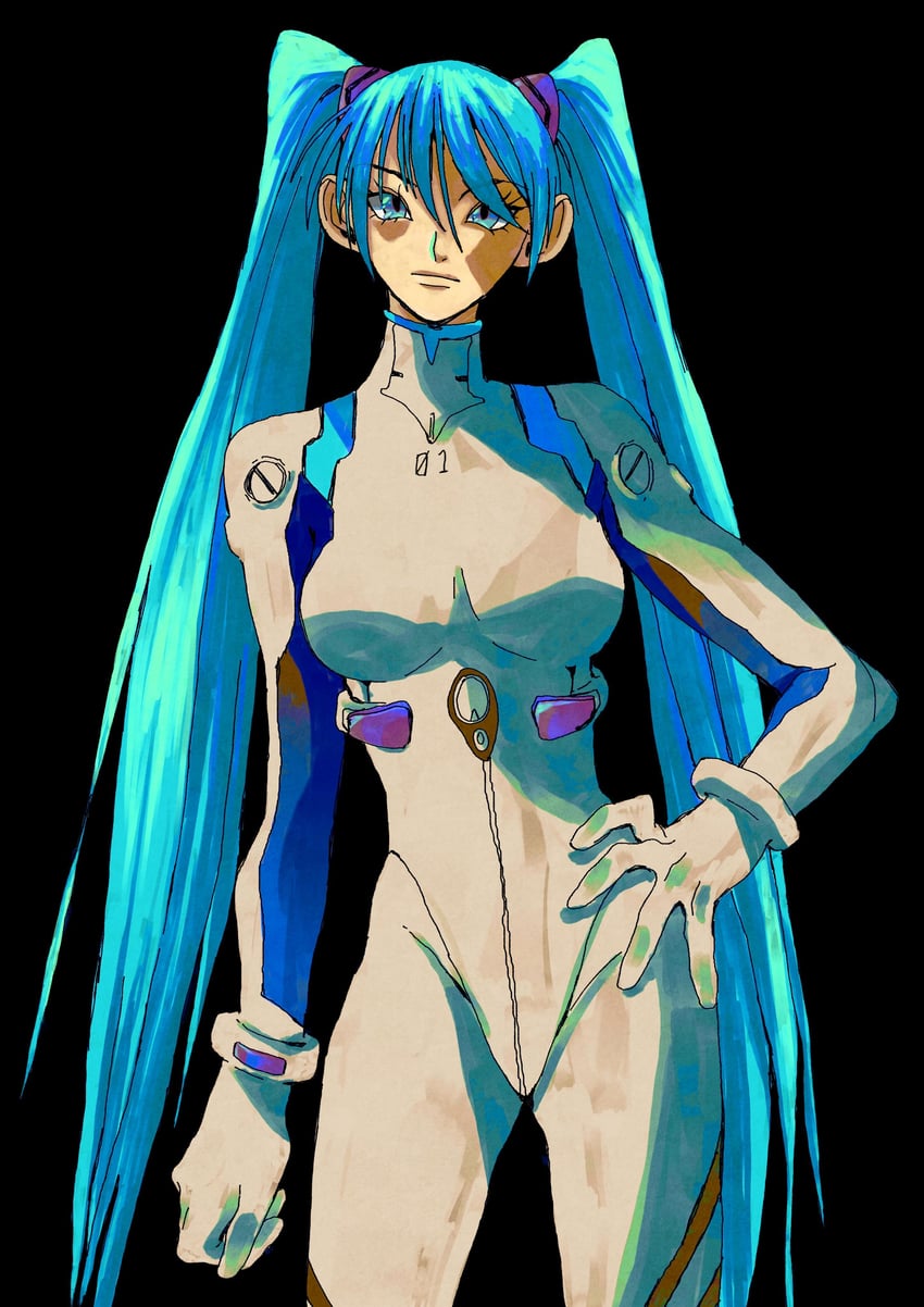 hatsune miku and ayanami rei (vocaloid and 1 more) drawn by taxkha