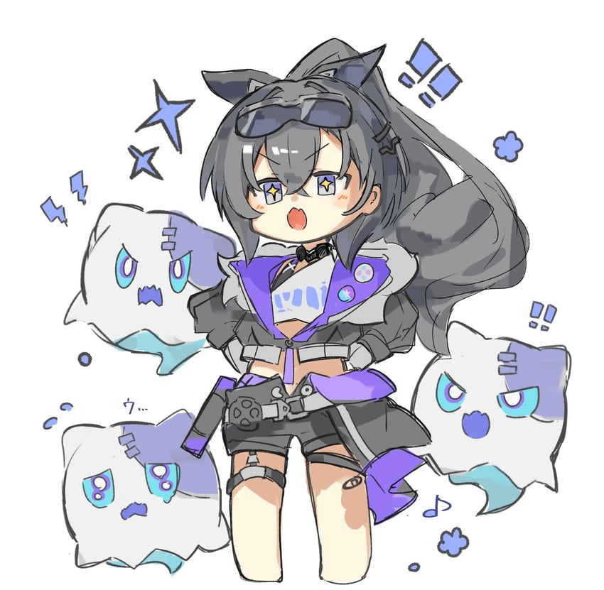 silver wolf and wubbaboo (honkai and 1 more) drawn by akizuwa