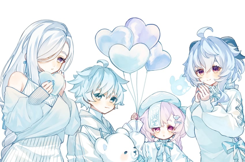ganyu, shenhe, qiqi, chongyun, and seelie (genshin impact) drawn by kun_(user_ahgn2825)